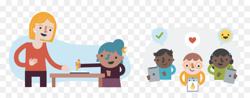 A teacher giving feedback to students.